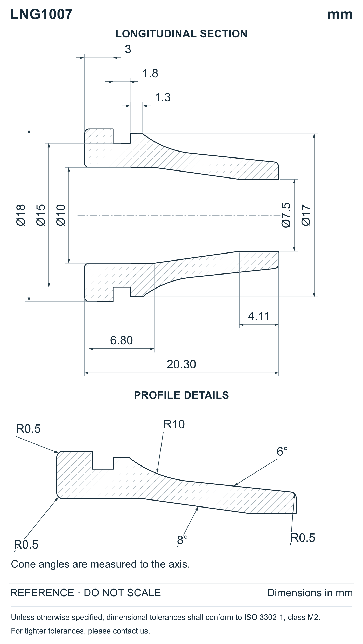 Wire Grommets - Long Neck profile reference; appearance varies with size and material