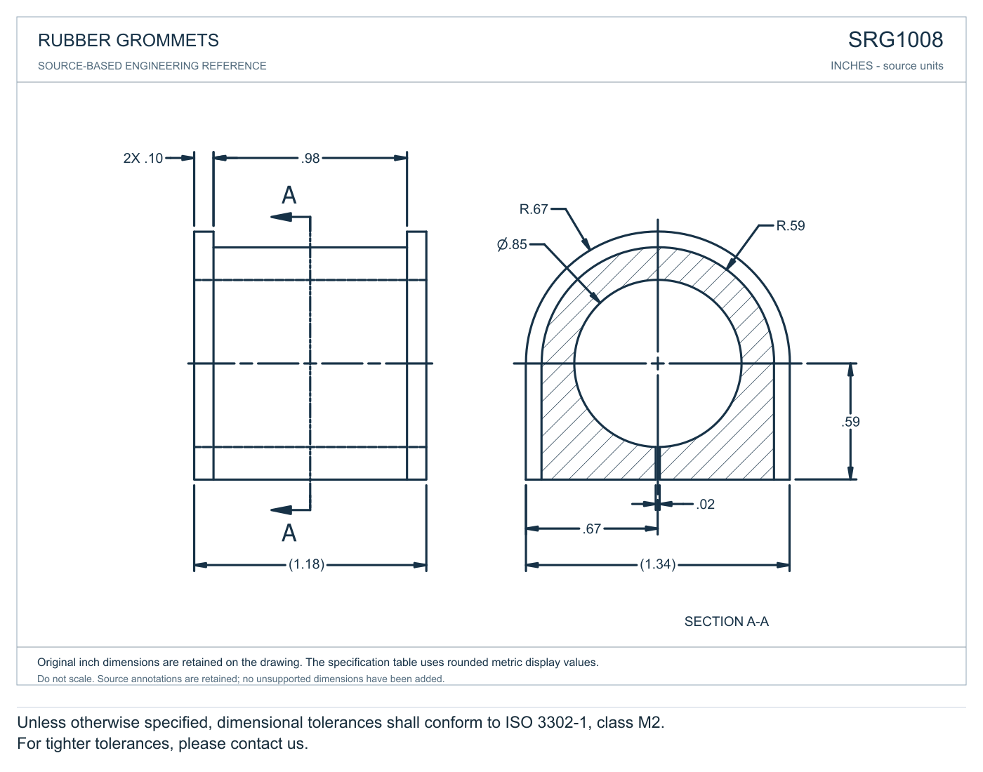 Semicircle Grommets profile reference; appearance varies with size and material