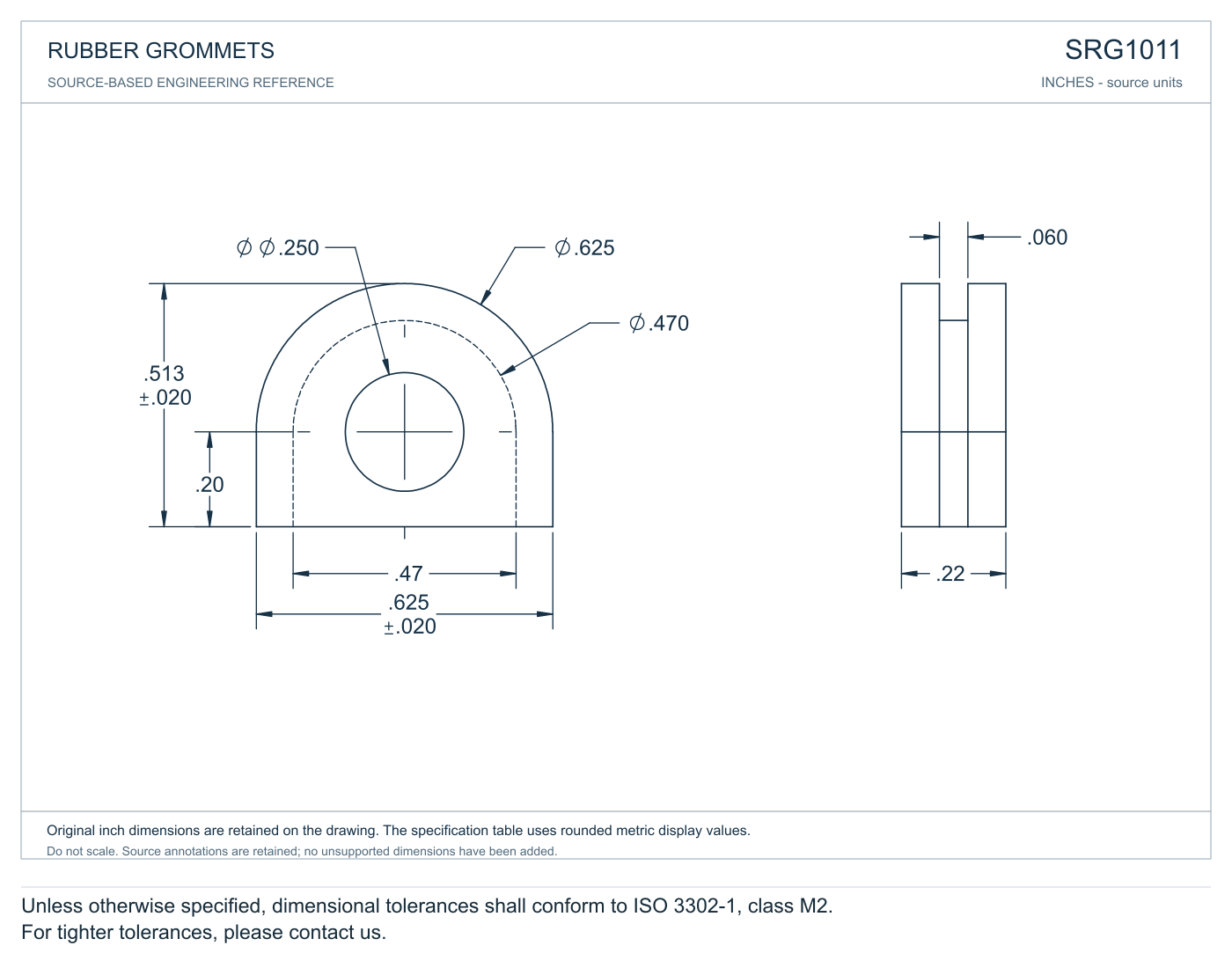 Semicircle Grommets profile reference; appearance varies with size and material