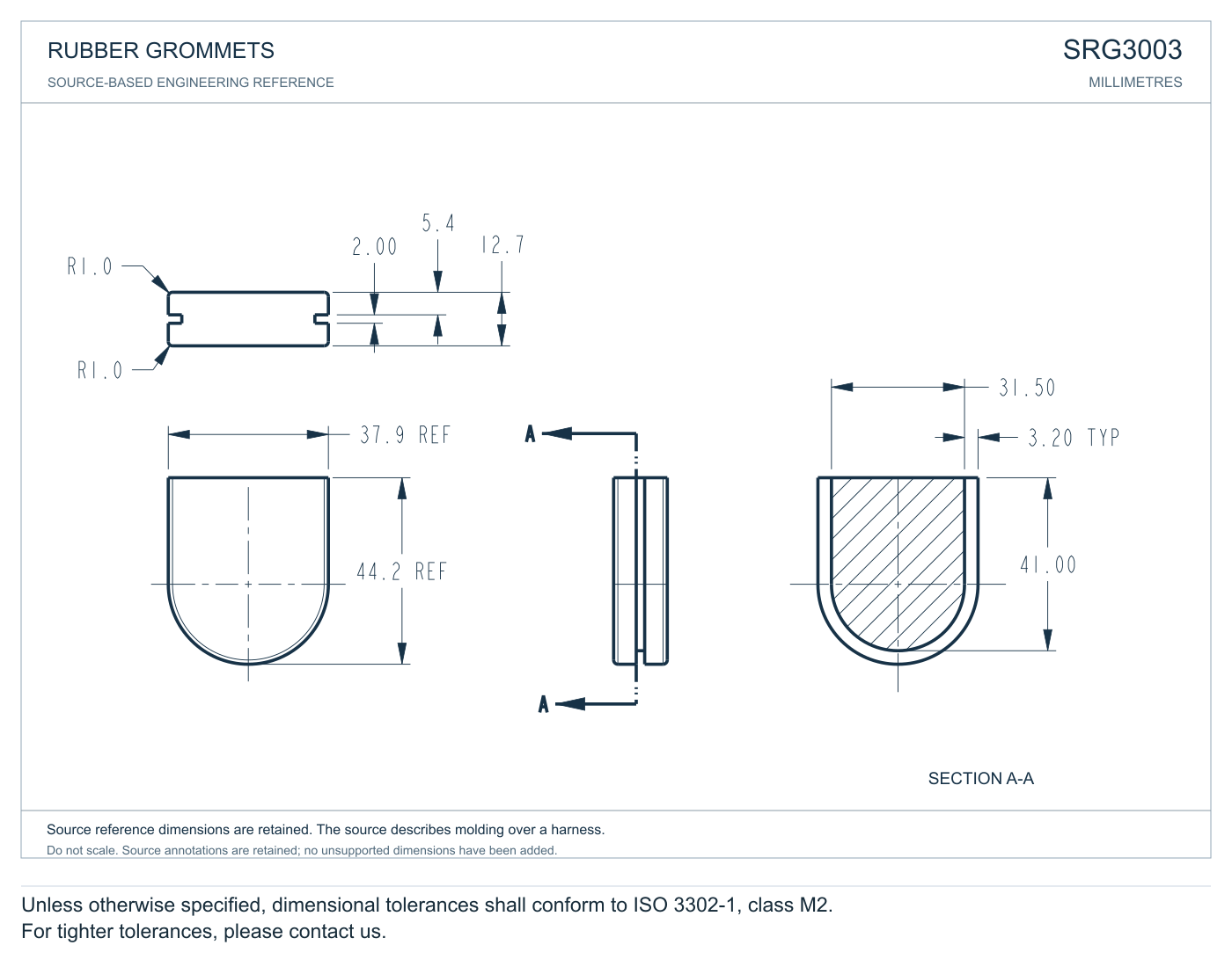 Semicircle Grommets profile reference; appearance varies with size and material